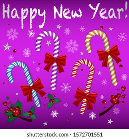 Christmas And New year greetings card, vector illustration for holiday background. With nice candy cane