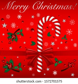 Christmas And New year greetings card, vector illustration for holiday background. With nice candy cane