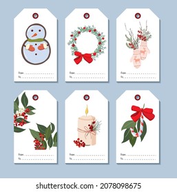 Christmas and New Year greetings. Gift tags design. Beautiful and original packaging. Colorful and festive illustration