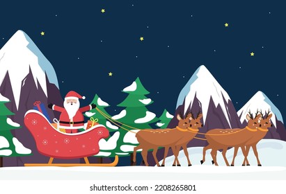 Christmas and New Year holiday composition with Santa Claus. Vector illustration.