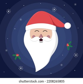 Christmas and New Year holiday composition with Santa Claus. Vector illustration.