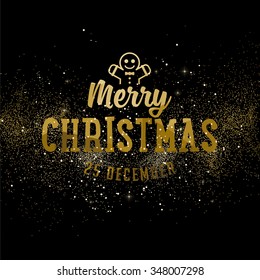 Christmas and New Year Holiday Geometry Design with Night Firework Background with Gold Sparks and Stars for Xmas Greeting Cards, Posters and Party Invitation Designs.