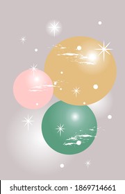 Christmas and New Year holiday gift card. Design Christmas decoration with balls and snow. Xmas banners, web poster, flyer, brochure, greeting card, cover.