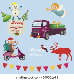 Christmas and New Year holiday Icons and attributes vector image design set for you illustration, design, postcards, labels, stickers and other creative needs. 