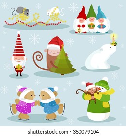 Christmas and New Year holiday Icons and attributes vector image design set for you illustration, design, postcards, labels, stickers and other creative needs. 