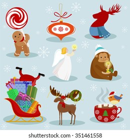 Christmas and New Year holiday Icons and attributes vector image design set for you illustration, design, postcards, labels, stickers and other creative needs. 