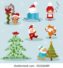 Christmas and New Year holiday Icons and attributes vector image design set for you illustration, design, postcards, labels, stickers and other creative needs. 