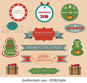 Christmas and New Year holiday Icons and labels image design set for you illustration, design, postcards, labels, stickers and other creative needs. 