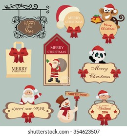 Christmas and New Year holiday Icons and labels image design set for your illustration, design, postcards, labels, stickers and other creative needs. 