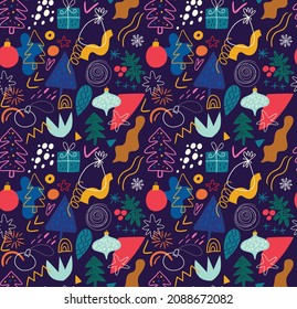 Christmas new year holiday seamless pattern 