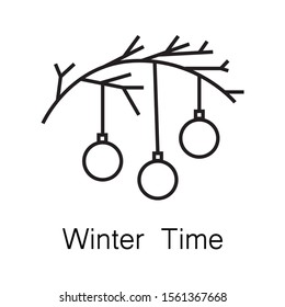 Christmas and New Year holiday symbols in line art minimalistic style, vector illustration for your decoration