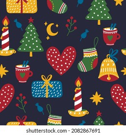 Christmas New Year holidays seamless vector pattern