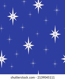 Christmas and New Year Holidays seamless pattern. Vector illustration with stars. Vintage background, print for wrapping paper, fabric, stationery, wallpaper