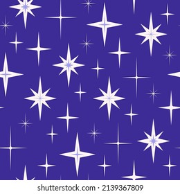 Las vacaciones de Navidad y Año Nuevo son un patrón sin fisuras. Ilustración vectorial con estrellas. Fondo vintage, impresión para papel envolvente, tela, papel de oficina, papel tapizado
