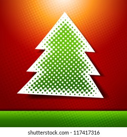 Christmas and New year holidays vector card with tree.