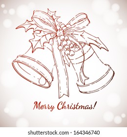 Christmas & New year holidays vector hand drawn illustration with Xmas bells decoration