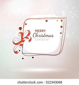 Christmas and New Year holidays vector. Hand drawn Xmas vintage illustration with sweet sugar stick. Childish card design.