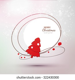 Christmas and New Year holidays vector. Hand drawn Xmas Modern illustration with fur tree. Childish card design.
