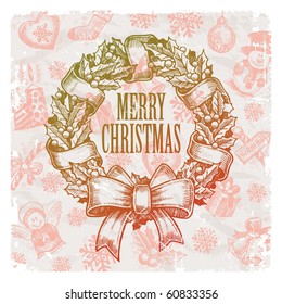 Christmas & New year holidays vector hand drawn illustration