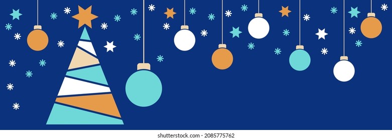 Christmas and New Year horizontal  vector banner template