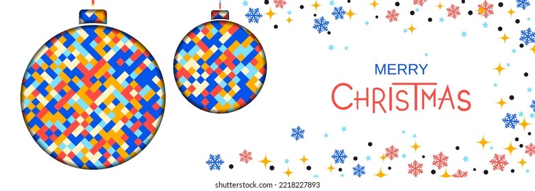 plantilla de banner vectorial horizontal de Navidad y Año Nuevo