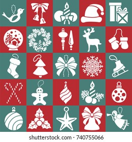 Christmas, New Year icon big set. Flat style collection. Vector illustration