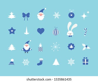 Christmas and New Year icon set Holiday Santa Claus 