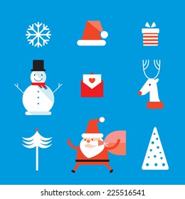 Christmas and New Year icon set. Santa Claus, gift,present. Vector illustration