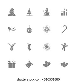 Christmas and new year icon set vector illustration - gray