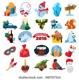 Christmas and New Year icons, objects collection