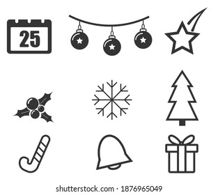 Christmas and new year icons set.