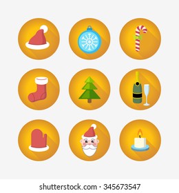 Christmas and New year icons set