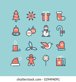 Christmas and New Year icons set.