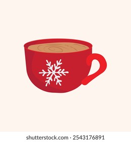 Navidades e ilustración de año Nuevo. taza de chocolate caliente con Vector de nata batida, año nuevo y vacaciones de invierno. Plantilla de diseño de Vector