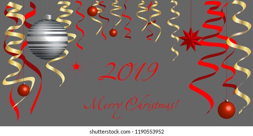 Christmas, New Year illustration. Greeting card. For web design, print, vector. Art.