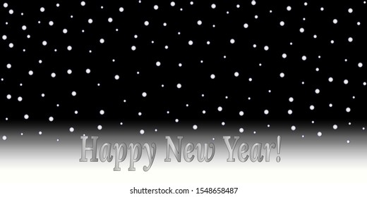 Christmas and New Year illustration with snowflakes on black and white background. Vector pattern with spheres. Retro design for posters, banners.