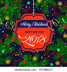 Christmas and New Year Inscription on Tag
