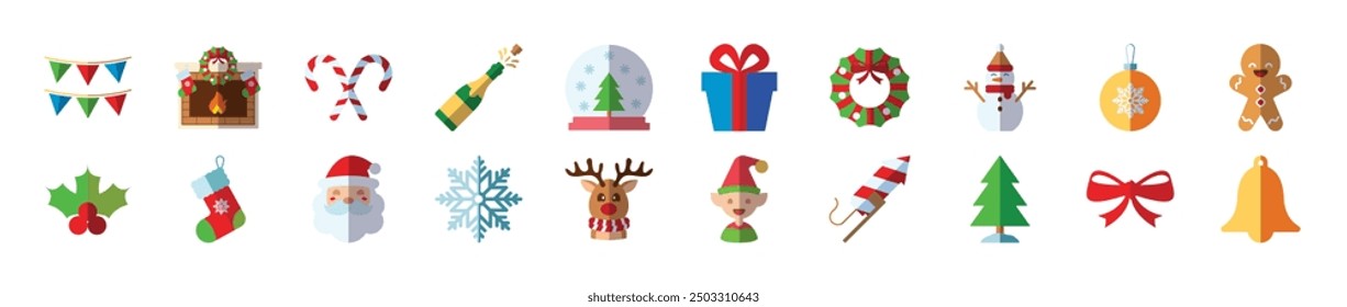 Christmas and New Year Isolated Flat Illustrations. Suitable for infographics, books, banners and other designs