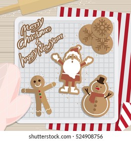 Christmas and New year Kitchen baking cookies vector