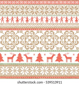 Christmas and New Year knitted background in scandinavian style. 