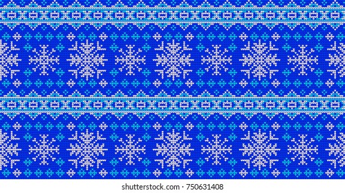 Christmas and  New Year  Knitted  Handmade Ethnic Vector Seamless Pattern. 