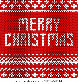 Christmas And New Year Knitted Pattern Background. Christmas Card Template, New Year Party Flyer, Christmas Home Decor. Warn Knitted Christmas Sweater Texture.