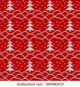 Fondo De Patrón De Punto De Navidad Y Año Nuevo. Plantilla de tarjetas de Navidad, Volante de fiestas de Año Nuevo, Decoración navideña en casa. Avisar la textura de suéter de Navidad de punto.