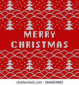 Christmas And New Year Knitted Pattern Background. Christmas Card Template, New Year Party Flyer, Christmas Home Decor. Warn Knitted Christmas Sweater Texture.