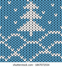 Christmas And New Year Knitted Pattern Background. Christmas Card Template, New Year Party Flyer, Christmas Home Decor. Warn Knitted Christmas Sweater Texture.