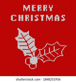 Christmas And New Year Knitted Pattern Background. Christmas Card Template, New Year Party Flyer, Christmas Home Decor. Warn Knitted Christmas Sweater Texture