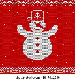 Christmas And New Year Knitted Pattern Background. Christmas Card Template, New Year Party Flyer, Christmas Home Decor. Warn Knitted Christmas Sweater Texture