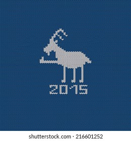 Christmas and New Year knitted pattern card with funny goat