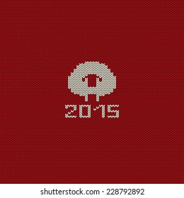 Christmas and New Year knitted pattern card with funny sheep