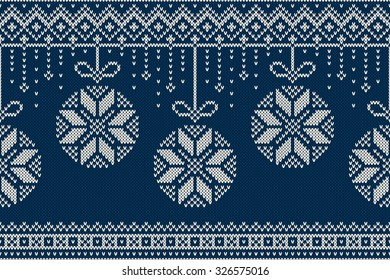 Christmas and New Year Knitting Pattern. Winter Holiday Seamless Sweater Design.